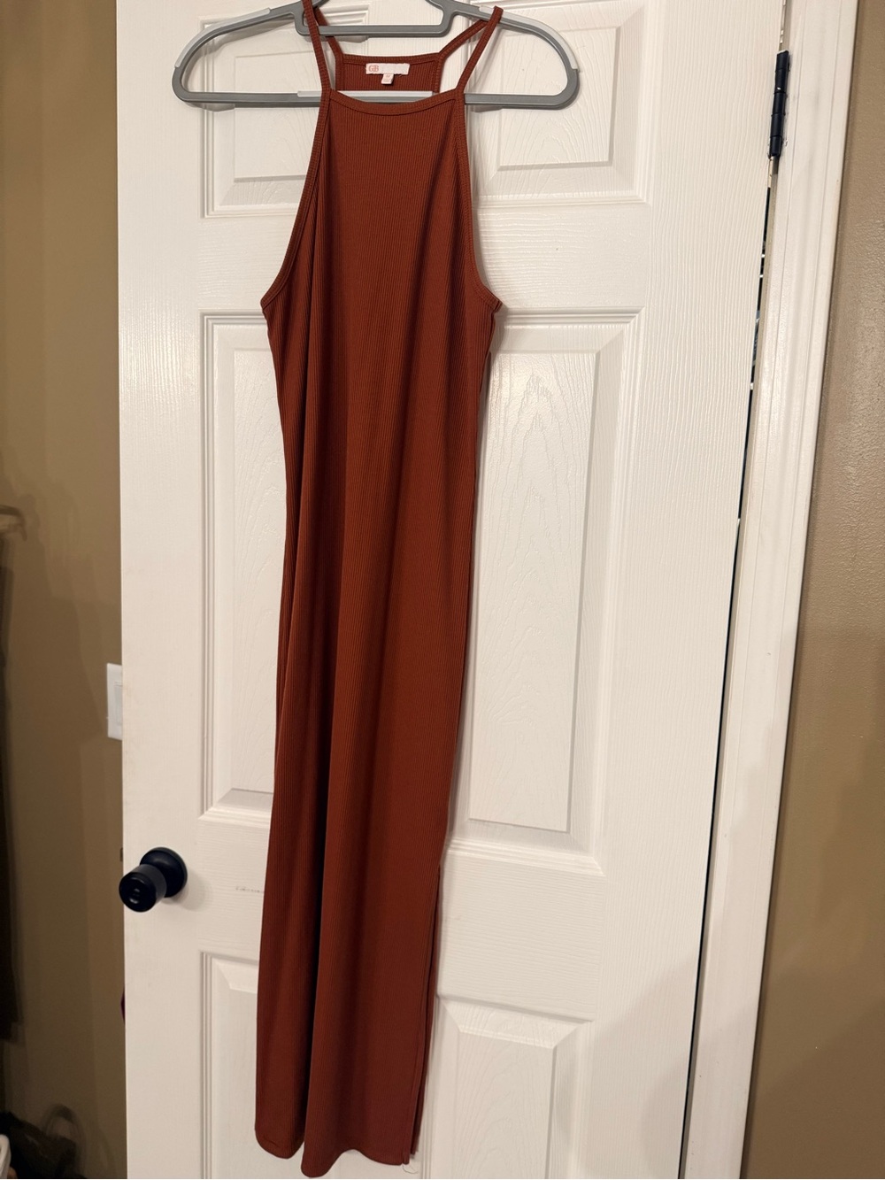 Sleeveless Rust Colored Maxi Dress